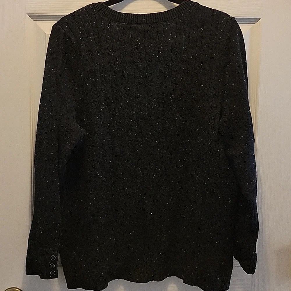Talbot's 2X Black Cable Knit Sweater - Picture 2 of 7